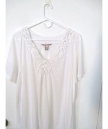 White Stag Womens White Short Sleeve Tunic Top XXL Embroidered V Neck - $130.77 MXN
