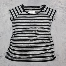 Liz Lange Shirt Womens M Gray Black Striped Round Neck Maternity Casual Tee - £18.14 GBP