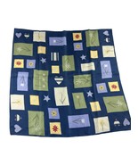 Vintage Talbots Silk Scarf Blue Green Cottagecore Flowers Hearts Stars D... - £14.83 GBP