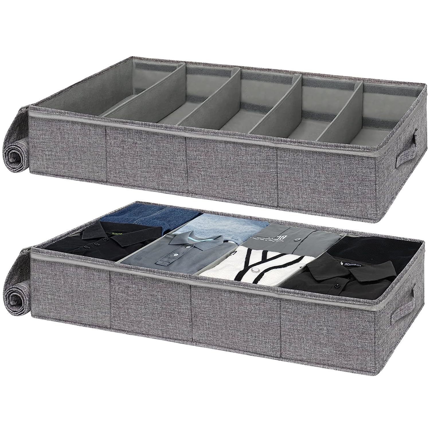 Under Bed Storage Containers, 2 Pack Underbed Clothes Storage Bin W/ Adjustable  - £52.74 GBP