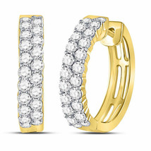 10kt Yellow Gold Womens Round Diamond Hoop Earrings 1-1/2 Cttw - $1,423.82