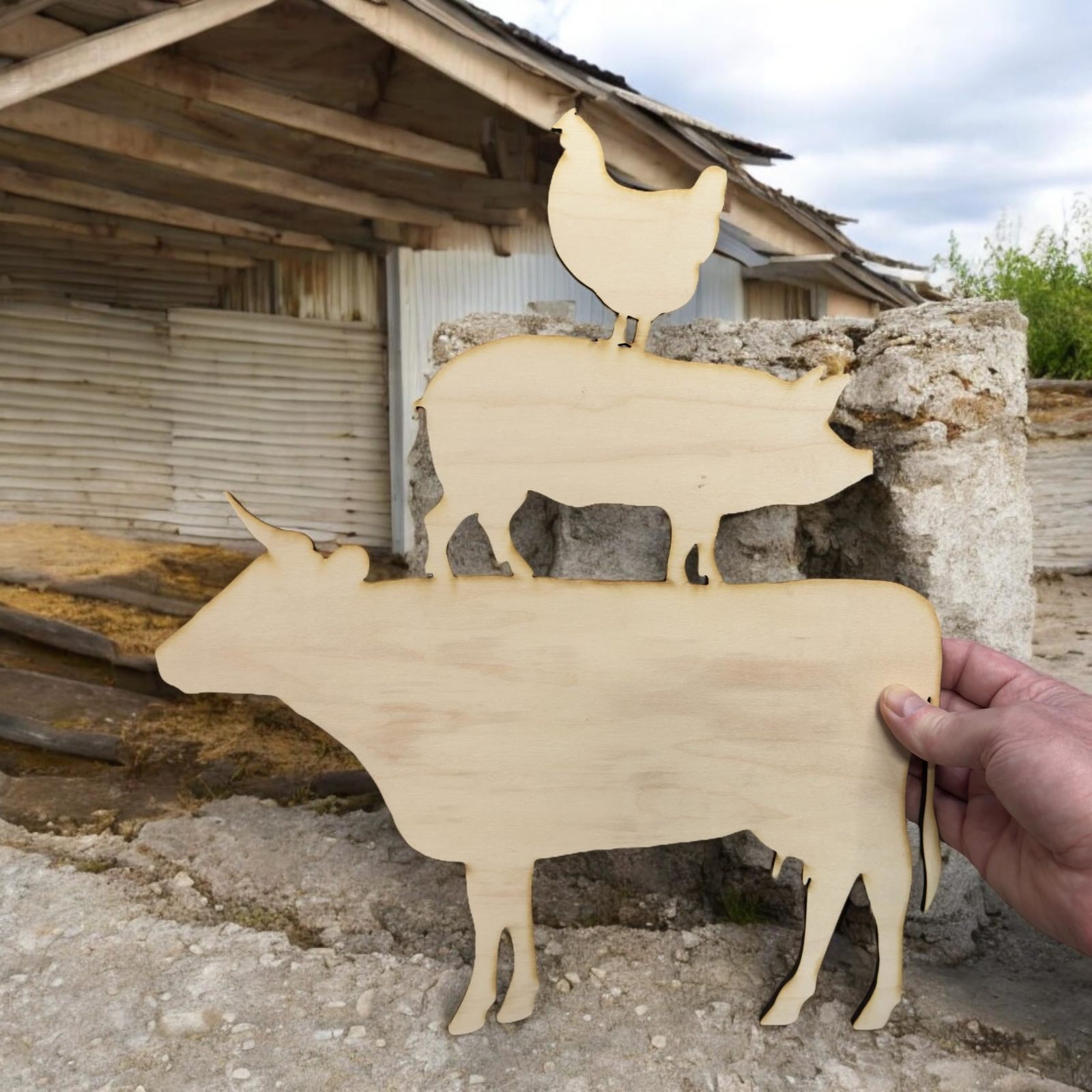 Farm Animals Raw Wood Cutout Sign 13x14 Wall Art Farm Animals Raw Wood Cutout Sign 13x14 Wall Art