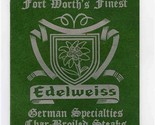 Edelweiss German Restaurant Wine List Fort Worth Texas 1976 - £13.98 GBP