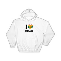 I Love Grenada : Gift Hoodie Flag Heart Country Crest Grenadian Expat - £28.76 GBP