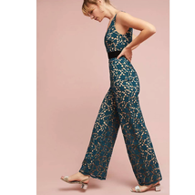 New Anthropologie ML Monique Lhuillier Lace V-Neck Jumpsuit $350 SIZE 10... - £106.98 GBP