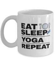 Funny Yoga Mug - Eat Sleep Repeat - 11 oz Coffee Cup For Sports Fans Office  - £11.98 GBP