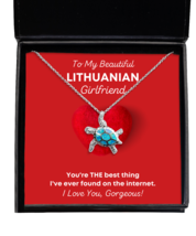 Necklace Birthday Present For Lithuanian Girlfriend - Jewelry Turtle Pendant  - £40.05 GBP