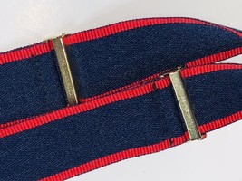 Pelican USA Suspenders Red Blue Stripe Brown Leather Button Braces Unwor... - £22.01 GBP