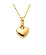 Genuine 14k Yellow Gold 0.27" Tiny Puffed Heart Pendant Necklace 16" to 22" - $358.00