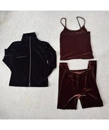 Women&#39;s 3 Piece Set Velvet Pants, Sleeveless Top, and Jacket Sz S - $1,441.86 MXN