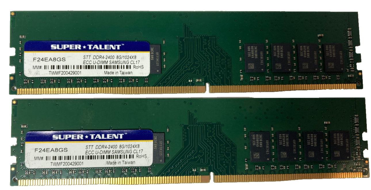 16GB 2X8GB Memory Ram DDR4 PC4-19200 2400MHz DIMM Unbuffered 288Pin ECC NEW - $24.75