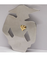 Woman Silhouette Lady with Hat Goldtone Heart Pin Brooch - $58.34 CAD
