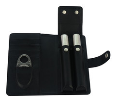 Cigar Cutter,Stainles Steel Cigar Holder Cutter and Black Leather CaseBest Gift - £26.36 GBP