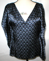 NWT W Worth NY Womens P XS Top Designer New York Blouse Silk Navy Blue Flowy Dia - £174.09 GBP