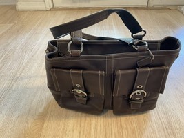 Vintage Coach Handbag Large  Women’s Brown Leather Pockets - £44.95 GBP