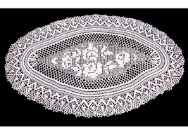 White Ceochet Doily, Oval Crochet Doily, Lace Doily, Vintage Style Doily, Handma - £38.53 GBP