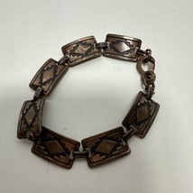 Size 7 Native Southwestern 1970s Copper Panel Link Bracelet - £11.68 GBP