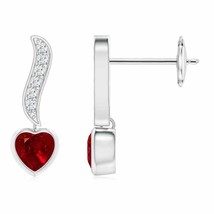 ANGARA 4mm Natural Ruby and Diamond Swirl Drop Earrings in Silver for Women - £276.80 GBP+
