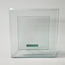 SIXTREES Solid Fused Glass 5 x 5 Floating Photo Frame w Foot &amp; Bevelled Edges - £23.38 GBP