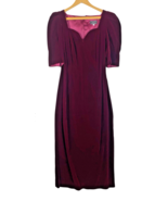 Cachet by Bari Protas Dress Long Burgundy Red Velvet Puff Sleeve Formal ... - €172,28 EUR