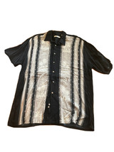 Campia Moda Black Short Sleeve Hawaiian Sport Shirt w Coconut Trees Men Size L - £15.41 GBP
