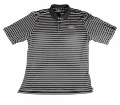 Ole Miss Rebels Polo Golf Shirt Under Armour Striped Black Short Sleeve Men Sz L - £18.02 GBP