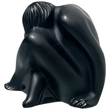 Lalique France Black Frosted Crystal Figurine Nude Meditating Paperweight 2-1/4&quot; - $119.21