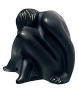 Lalique France Black Frosted Crystal Figurine Nude Meditating Paperweigh... - $119.21