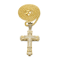 Diamond set vintage cross pendant European and American men's hip hop necklace - £7.76 GBP