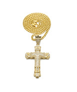 Diamond set vintage cross pendant European and American men&#39;s hip hop ne... - $9.90