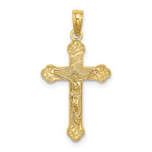 14K Inri Crucifix W/ Scroll Tips Charm K8531 - $145.35