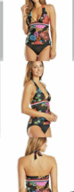 Trina Turk Womens Sz 4 Electric Reef Tankini Top Swimsuit Halter Slimmin... - $21.77