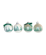 Lot 4x Vintage 2.5&quot; Frosted &amp; Wht Glass Ball Ornaments Trees Forest Gree... - $267.48 MXN