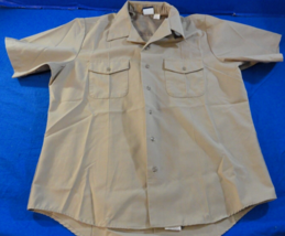 Usn Us Navy Authentic Athletic Quarter Sleeve Khaki Tan Uniform Shirt Xl - C - £19.41 GBP