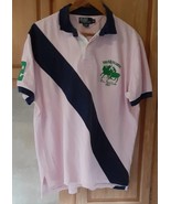 Vtg Polo Ralph Lauren XL Polo Club #2 Big Pony Stripe Embroidered Pink F1 - $525.16 MXN