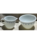 1970&#39;s Pyrex Corning Snowflake Blue Mini Creamer &amp; Sugar Bowl - No Lid - $14.85