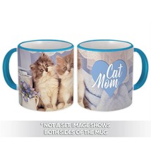 Cats : Gift Mug Violet Vase Flower Floral Kitten Mom Cute Lace Curtain Pet Birth - £12.74 GBP