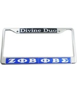 Zeta Phi Beta Phi Beta Sigma Dynamic Duo License Plate Frame Silver Frame  - £22.70 GBP