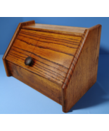 Solid Oak Wood Flip Top Kitchen Bread Box Bin 16x9x10 Rustic Country Far... - $94.04