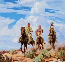 Sons of the Desert by Carl Borg American Cowboy Native American Western 14x14 - £39.46 GBP