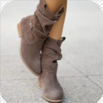 new Women Ankle Boots Low Heels Round  Plus Size Casual  Shoes Faux Suede Female - £43.89 GBP
