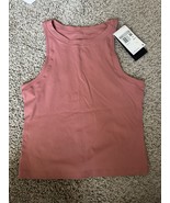 NIKE ZENVY Canyon Pink Wide Ribbed Dri-Fit Tight Cropped Active Tank Top... - $577.37 MXN