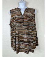 NWT Cocomo Womens Plus Size 3X Brown Stripe Studded V-neck Blouse Sleeve... - £22.65 GBP