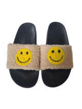 Adult Ivory Size M(7-8) Slide/Slip On Sandals With Yellow Smiley Faces F... - $6.79