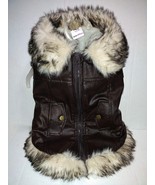 Royal Animals Faux Fur Brown Dog Vest Size Small Zip Up Warm - $11.40