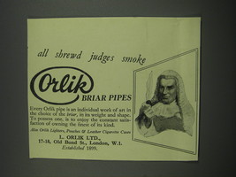 1949 Orlik Briar Pipes Ad - All shrewd judges smoke Orlik Briar Pipes - £14.78 GBP