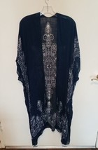 Love Stitch NWT Navy Kimono Long Slits Topper Duster Long Flowy Boho Tri... - £15.78 GBP