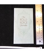 1925 Rolls Royce Guarantee Brochure Ephemera 1968 Reprint Rolls Royce Ow... - £11.31 GBP