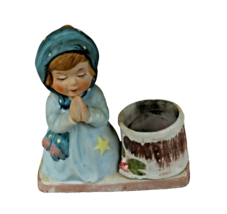 Vintage Verona Vergasi 1977 Ceramic Porcelain Praying Girl Votive Candle Holder - £7.04 GBP