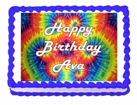 Tie Dye Hippie Party Edible Cake topper decoration - personalized free! - £8.00 GBP